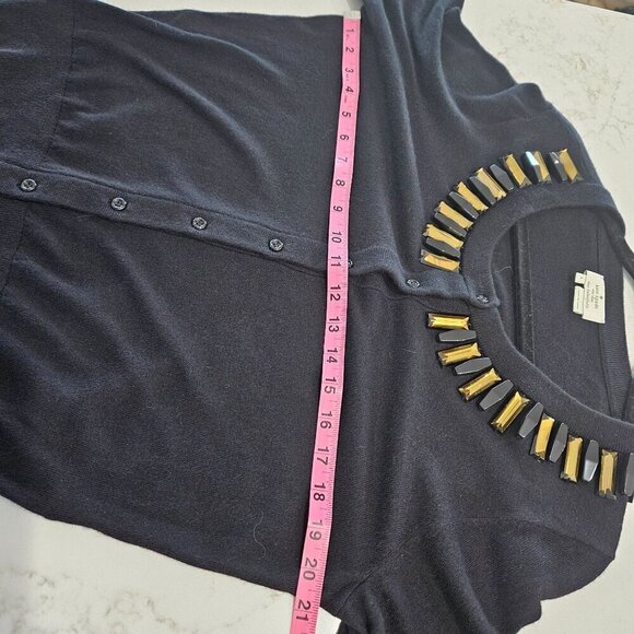 Kate Spade New York Large Black Embellished Beaded Luxury Cardigan Sweater - Picture 8 of 8